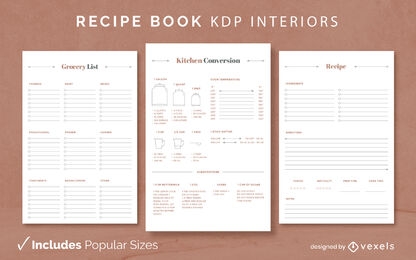 Modelo de livro de receitas de receitas KDP design de interiores