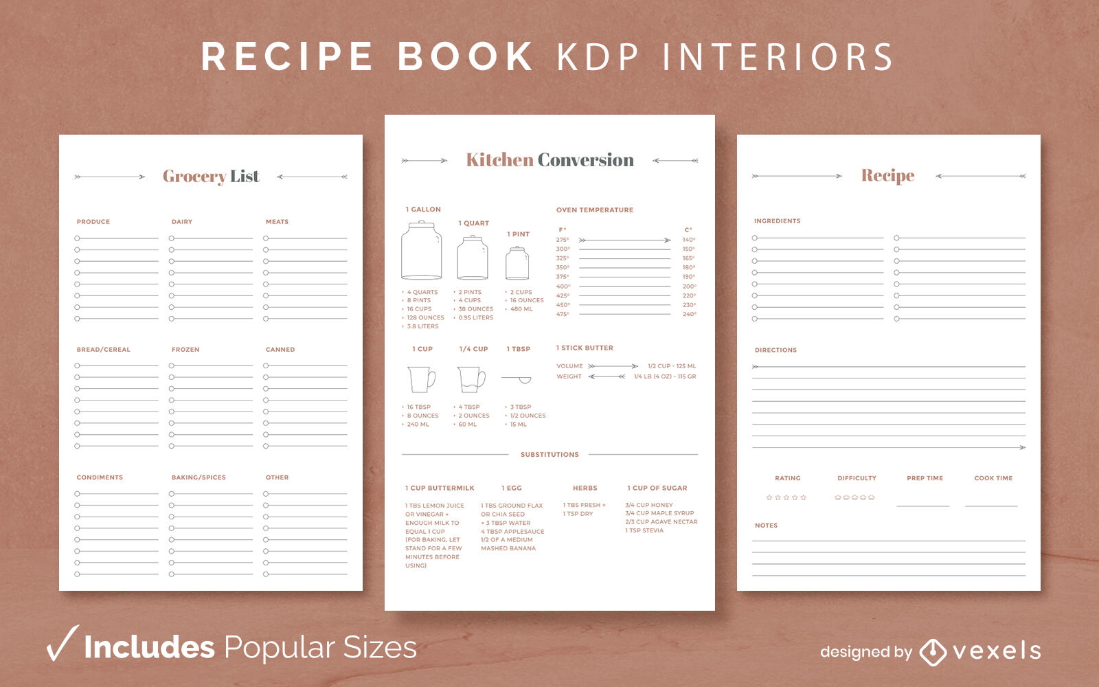 Recipe cook book template KDP interior design