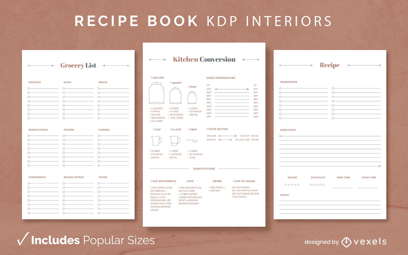 Blank Recipe Book / Cookbook  KDP Interior Template 8.5 X 11