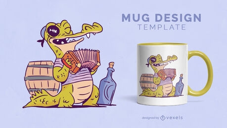 Alligator pirate with accordion mug design