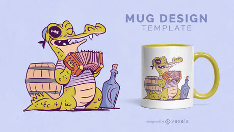 Cocodrilo pirata con diseño de taza de acordeón