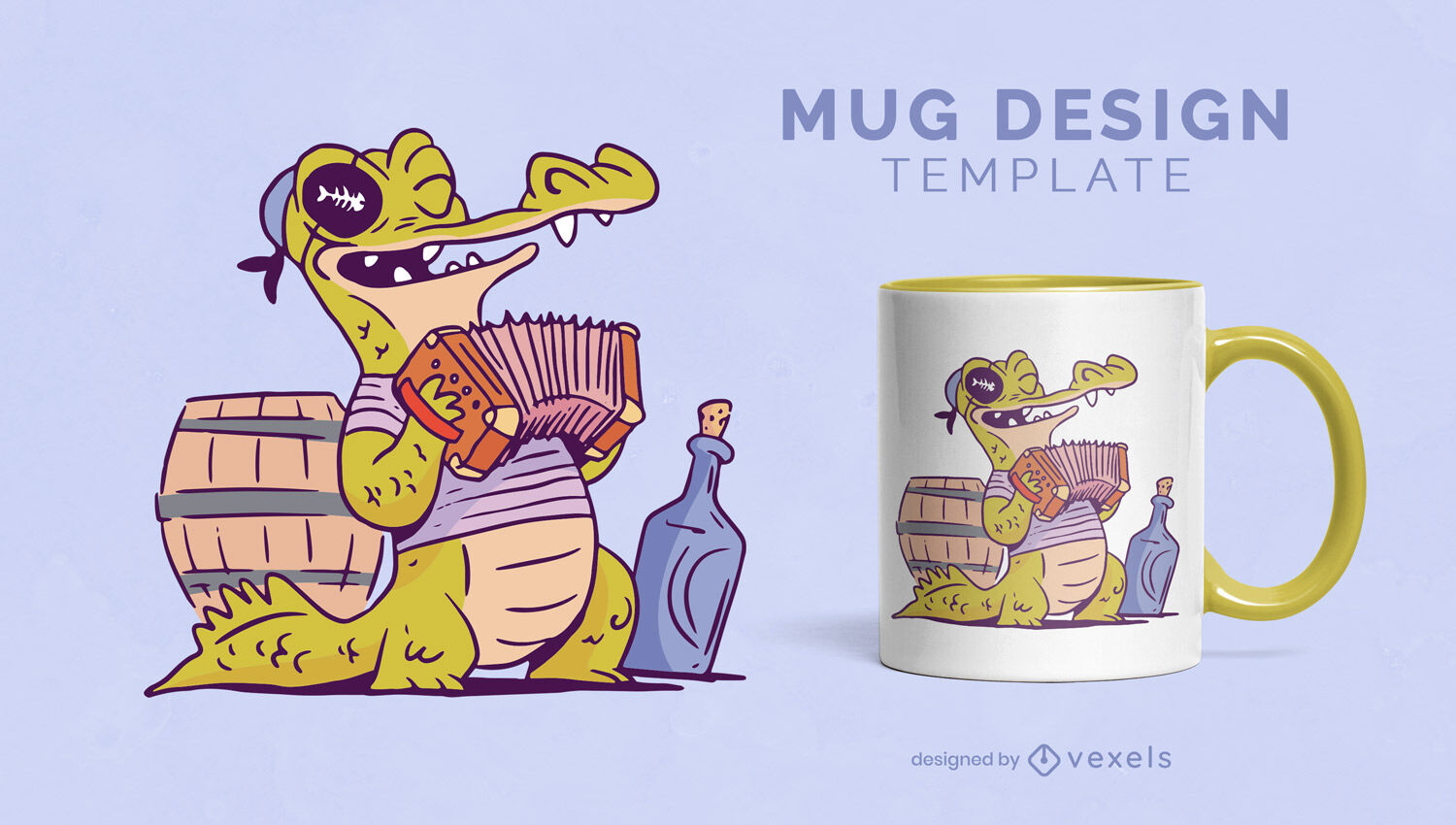 Alligator pirate with accordion mug design