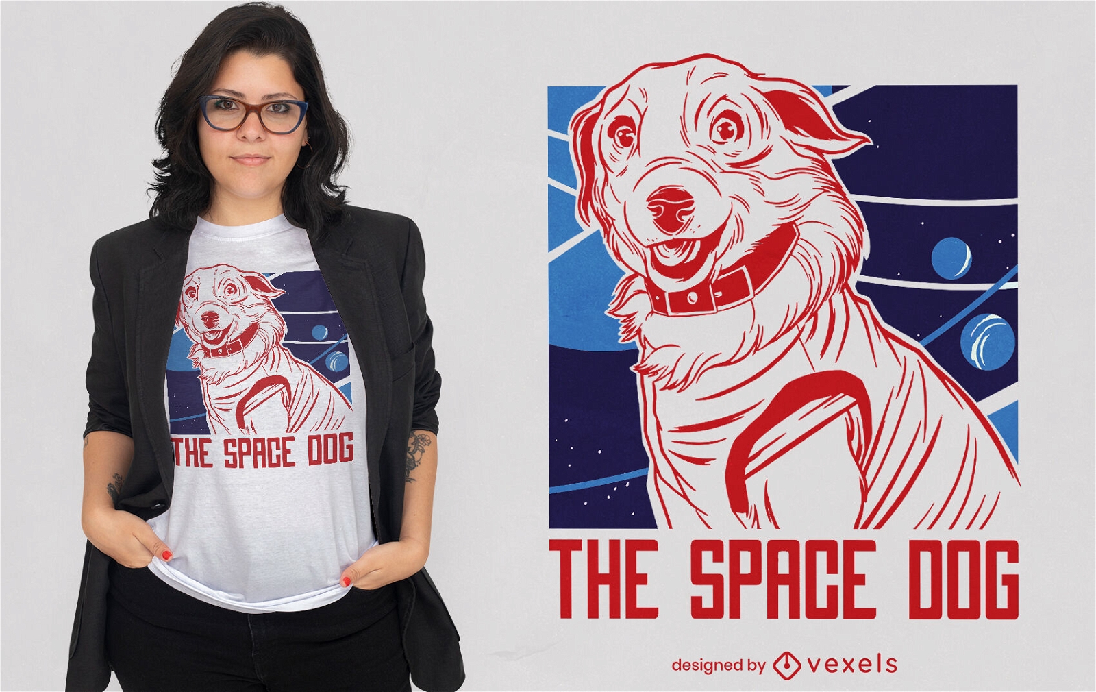 Fr?hliches Labrador-Weltraum-Hunde-T-Shirt-Design