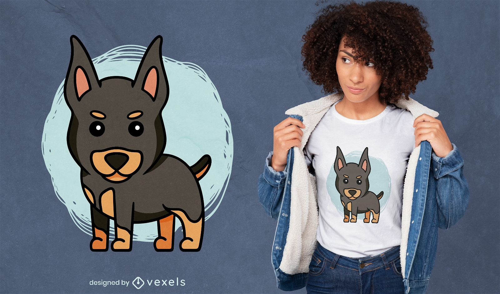 Design fofo de t-shirt de filhote de cachorro doberman