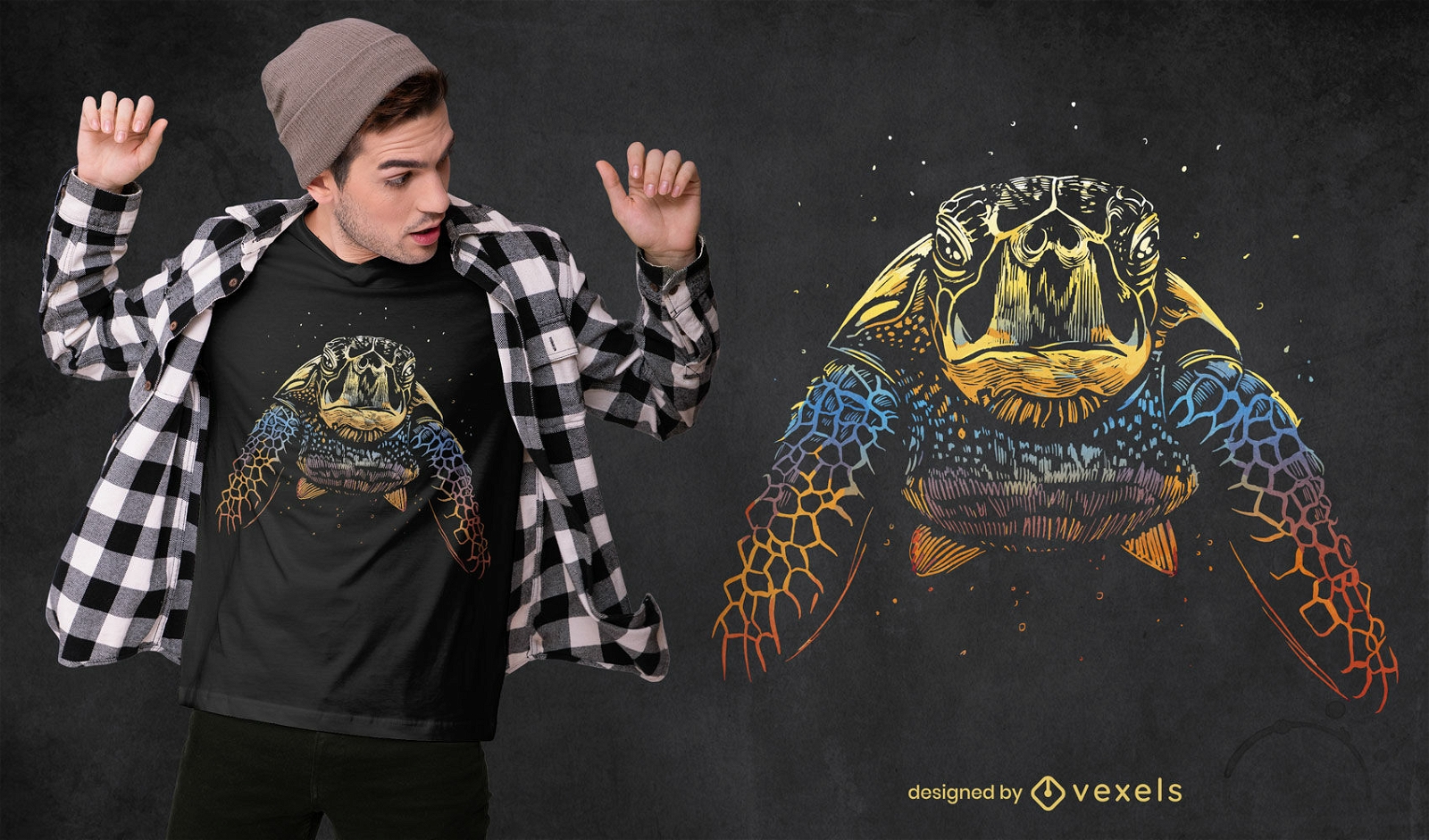 Diseño de camiseta de animal tortuga colorida