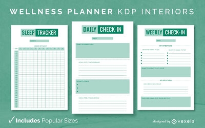 Wellness Diary Design Template KDP Vector Download