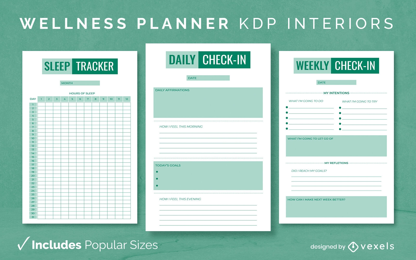 Wellness diary design template KDP