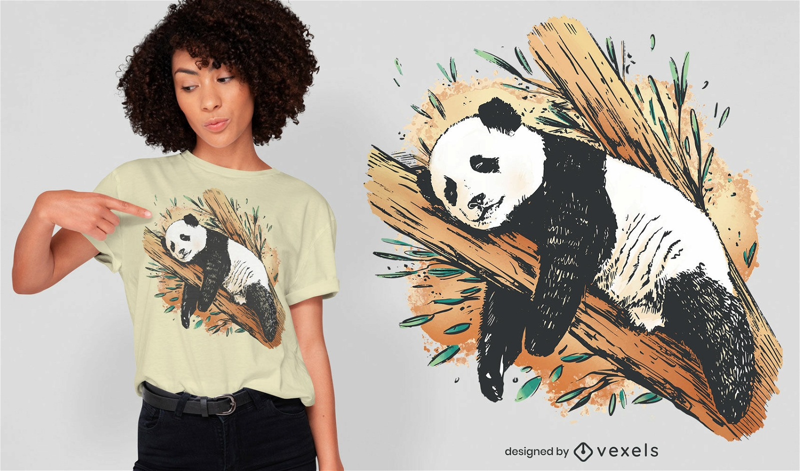 Panda bear animal sleeping t-shirt psd