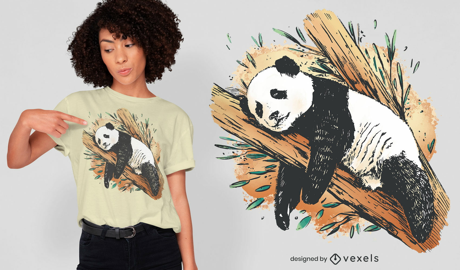 Pandabär Tier Schlafen T-Shirt PSD