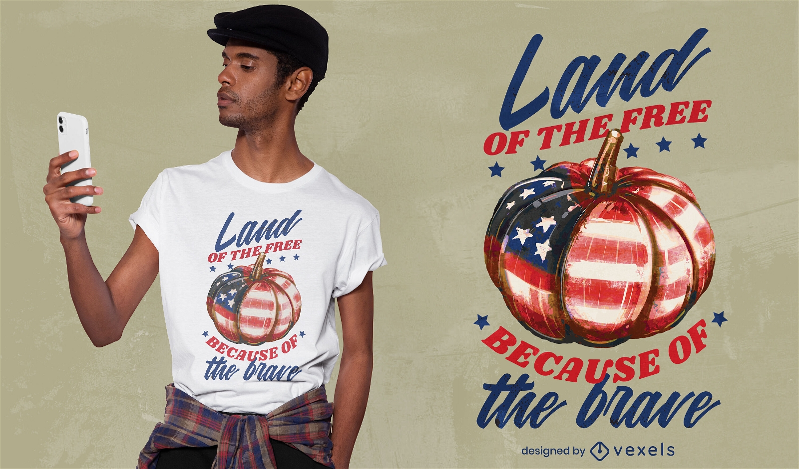 Kürbis mit amerikanischem Flaggen-T-Shirt-Design