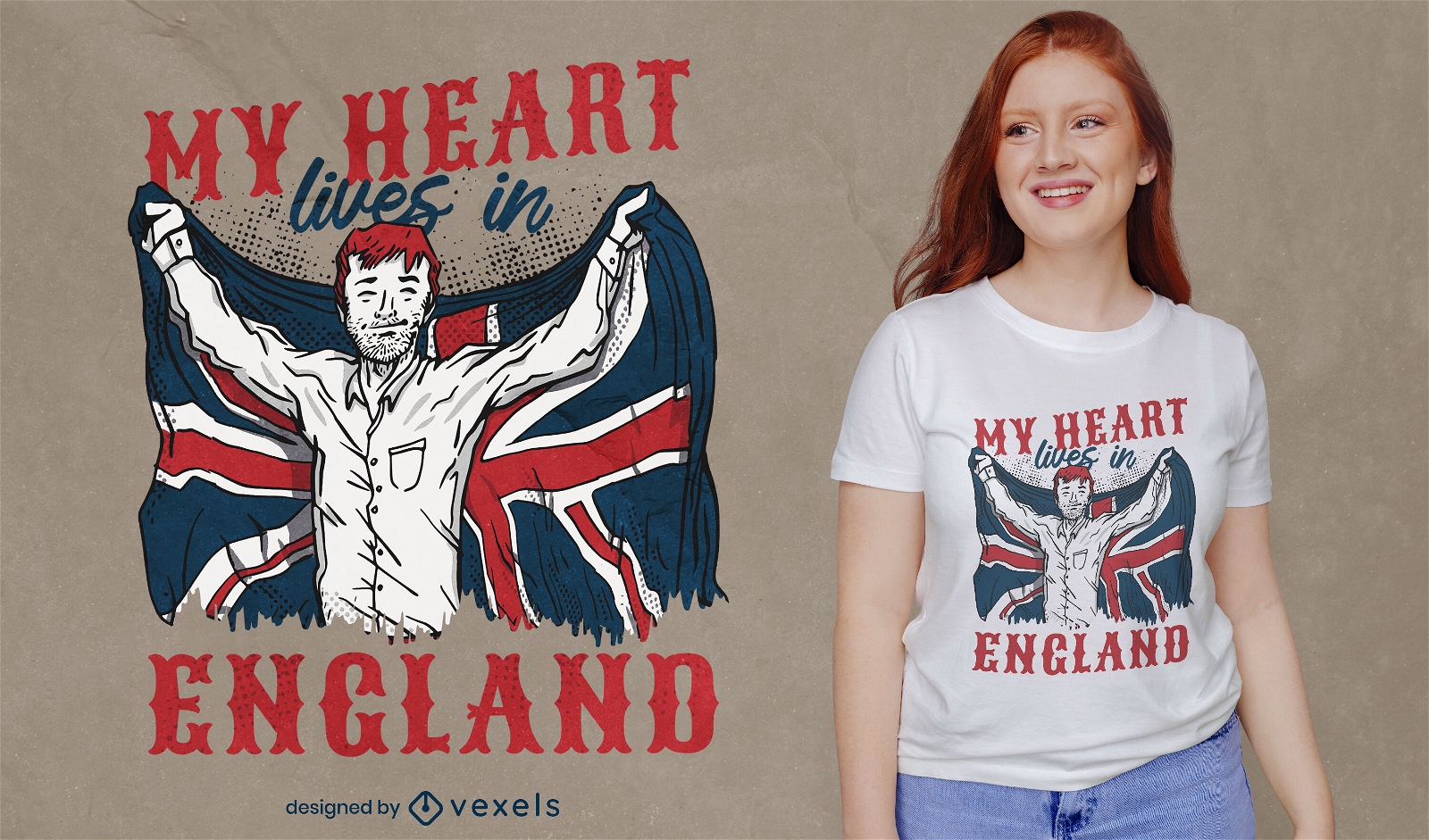 Mann mit England-Flagge-T-Shirt-Design