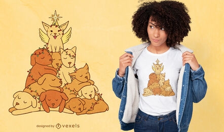 Design de camiseta com árvore de natal para cachorro Puupy