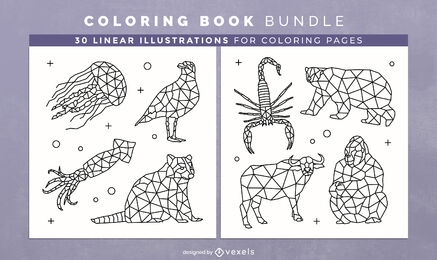 Livro para colorir de animais poligonais KDP design de interiores