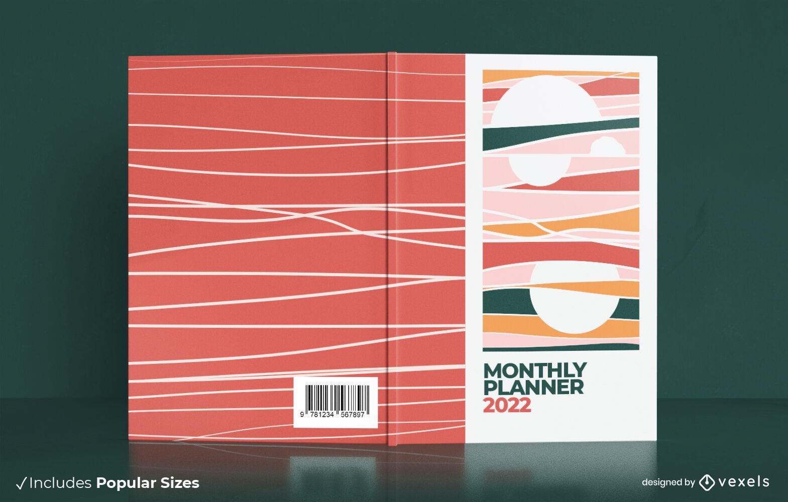 Design de capa de livro planejador mensal Sunset