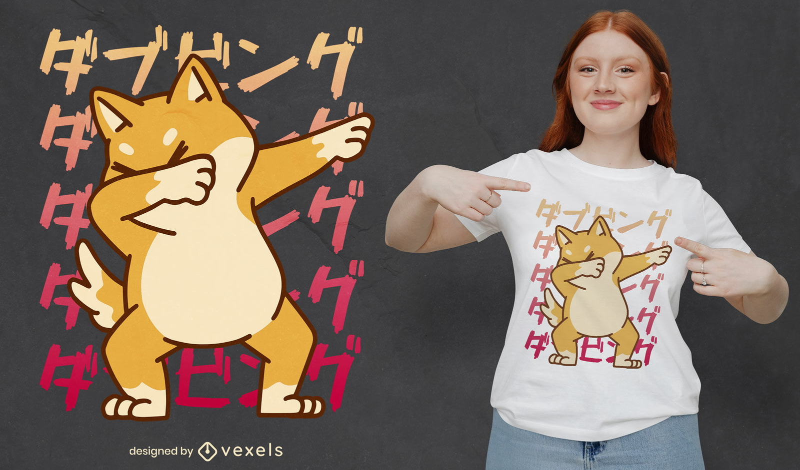 Diseño de camiseta shiba inu dog dabbing