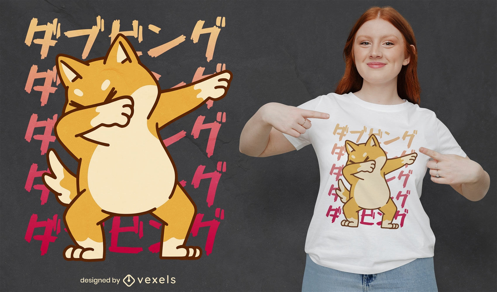 Shiba Inu Hund tupfendes T-Shirt Design