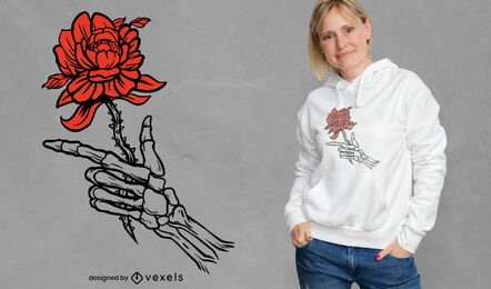 Skeleton holding rose t-shirt design