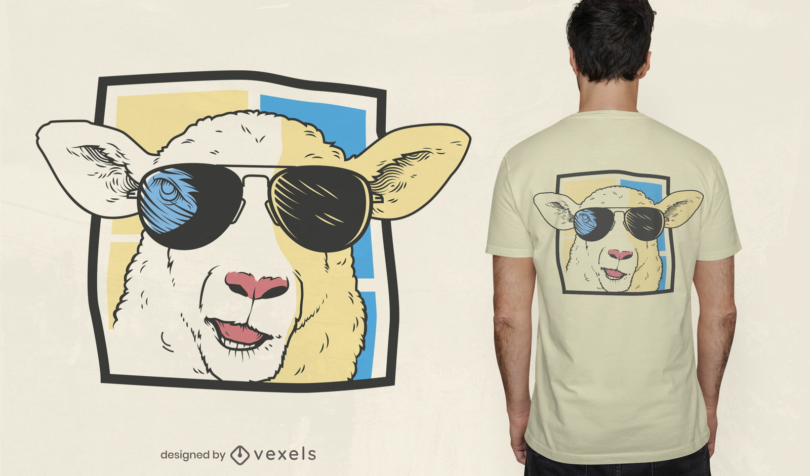 Oveja con diseño de camiseta de gafas de sol.