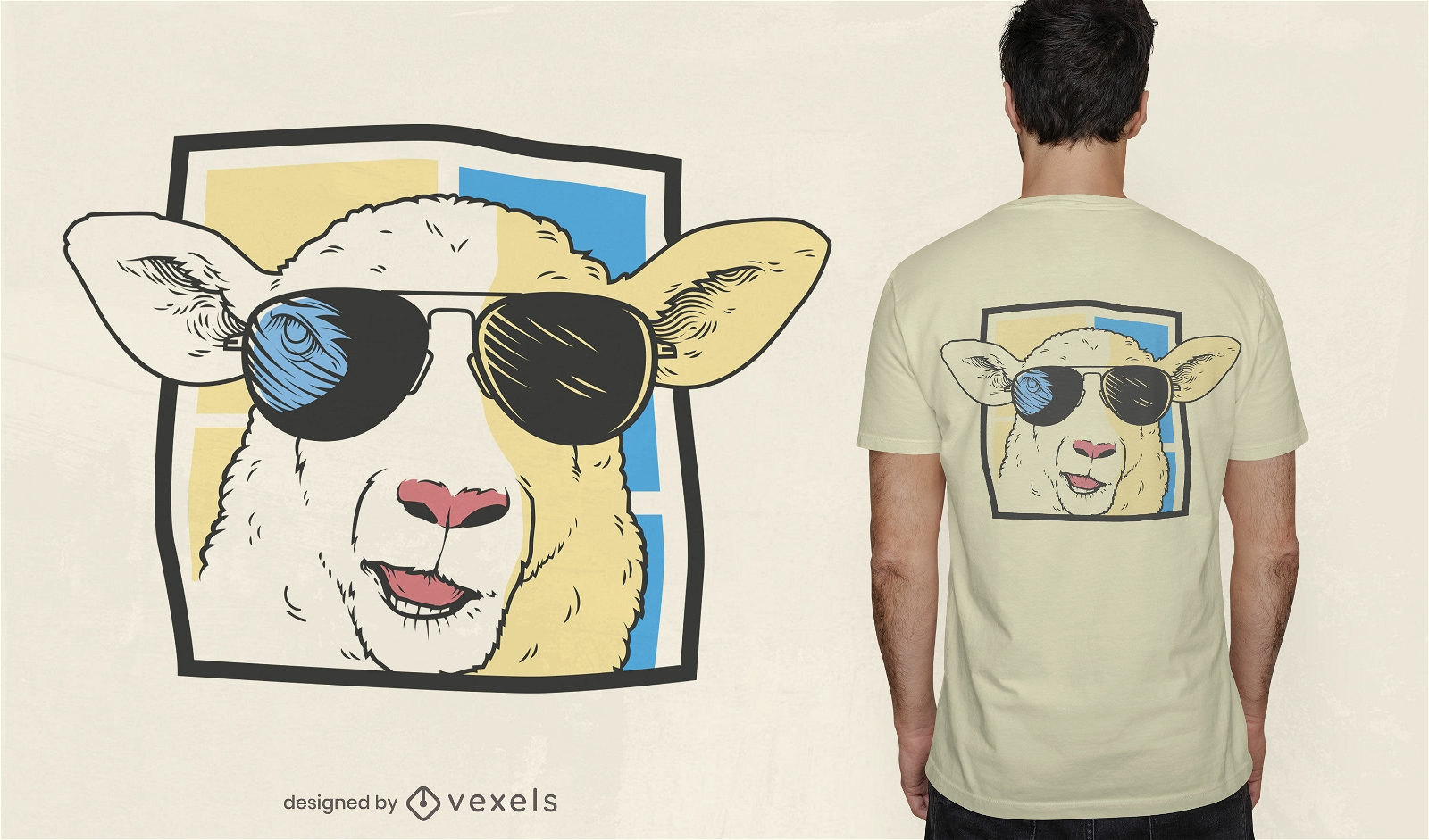 Ovelha com design de t-shirt de óculos de sol