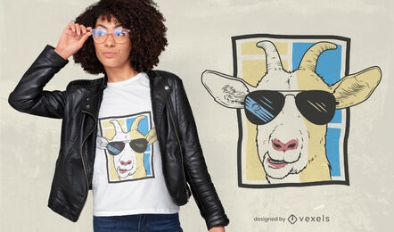 Design de t-shirt de cabra com óculos de sol