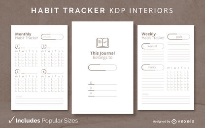 Minimalistic habit tracker journal design template KDP