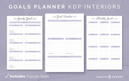 Plantilla de diario planificador de objetivos Diseño KDP