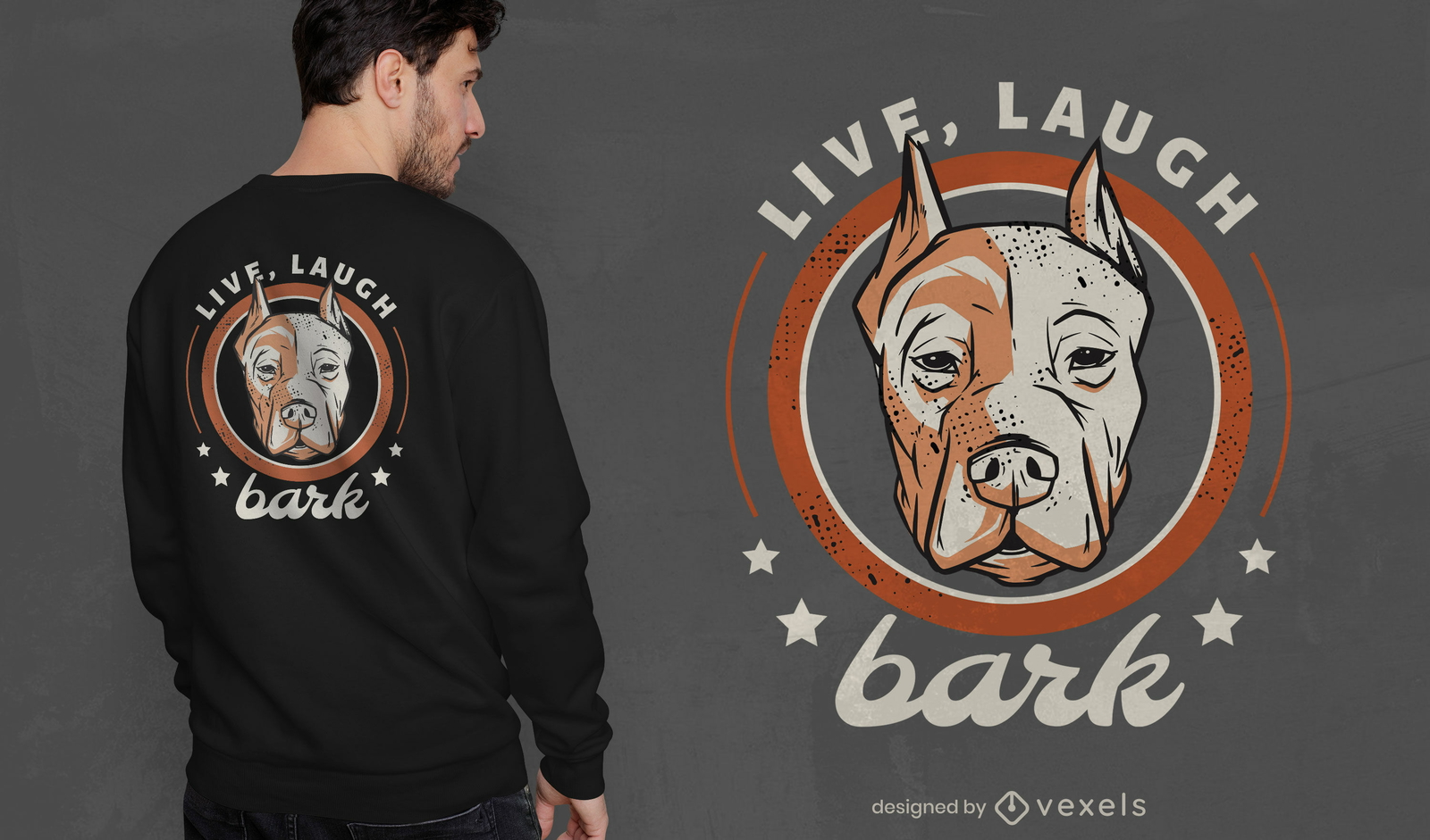 Diseño de camiseta con insignia de perro Pitbull