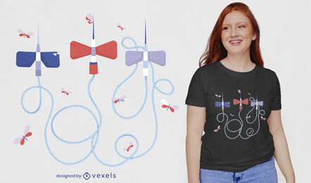 Schmetterlingsnadeln und Fliegen-T-Shirt-Design