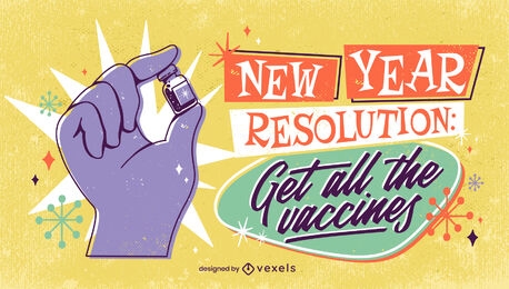 Diseño de ilustración de cotización de año nuevo de vacuna