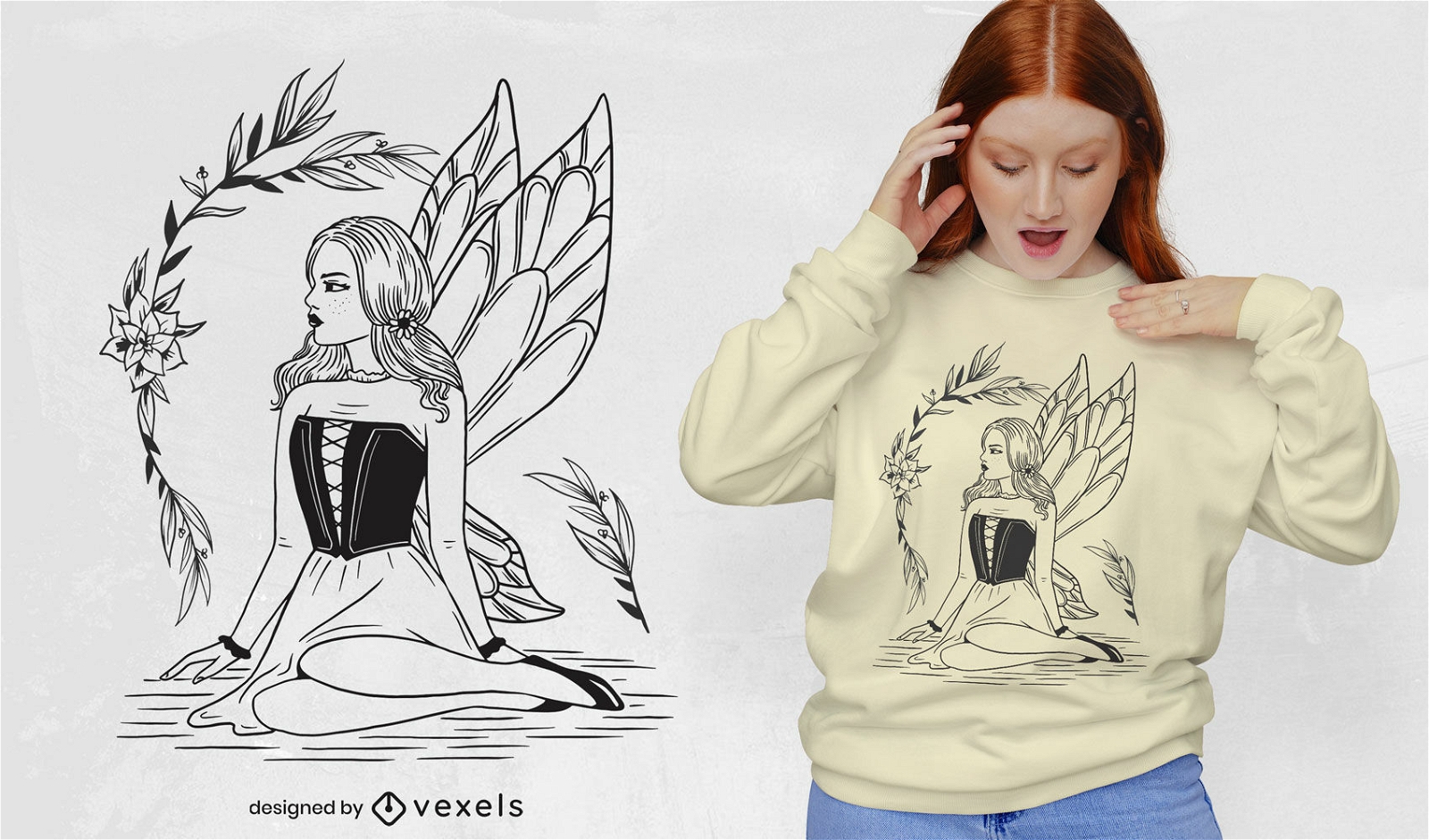 Fairy woman creature t-shirt design