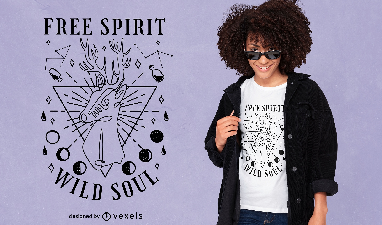 Diseño de camiseta de animal ciervo espiritual.