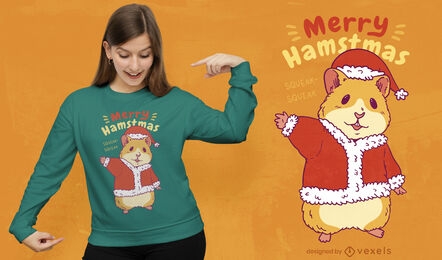 Design fofo de t-shirt de hamster de natal