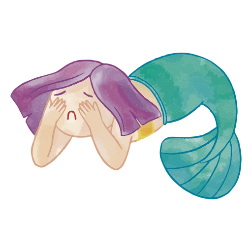 Sad mermaid character PNG Design