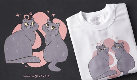 Cute grey cats animals t-shirt design
