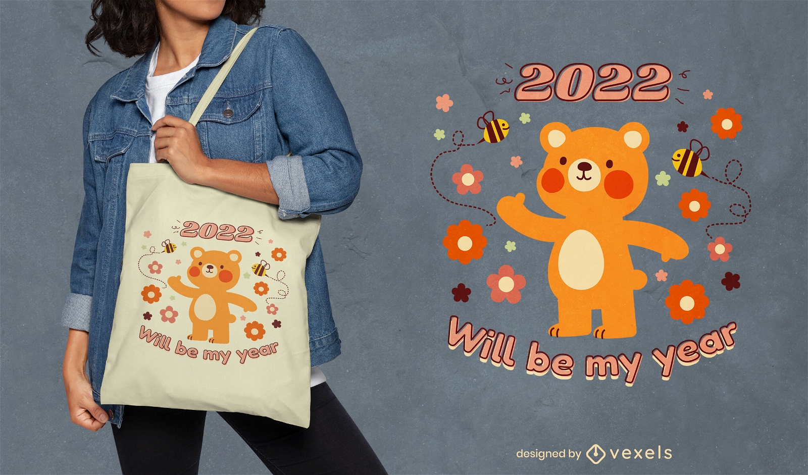 2022 será mi año cita de oso bolsa de tela