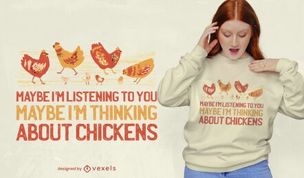 Diseño de camiseta de animales de granja de pollo.