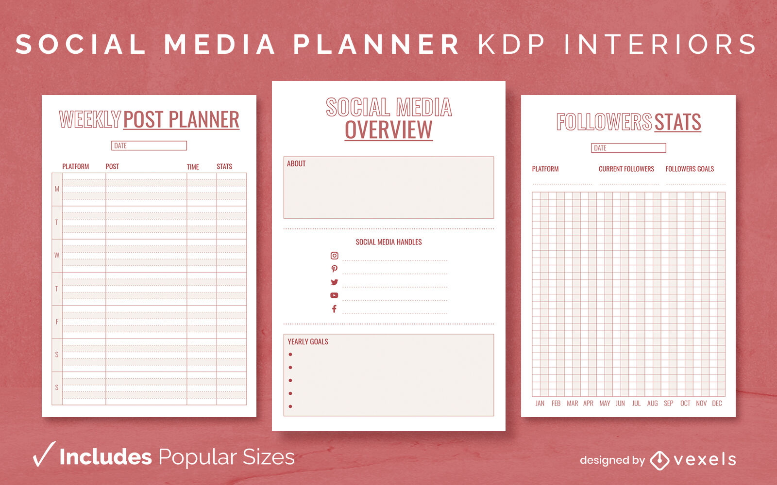 Plantilla de diario de redes sociales KDP diseño de interiores