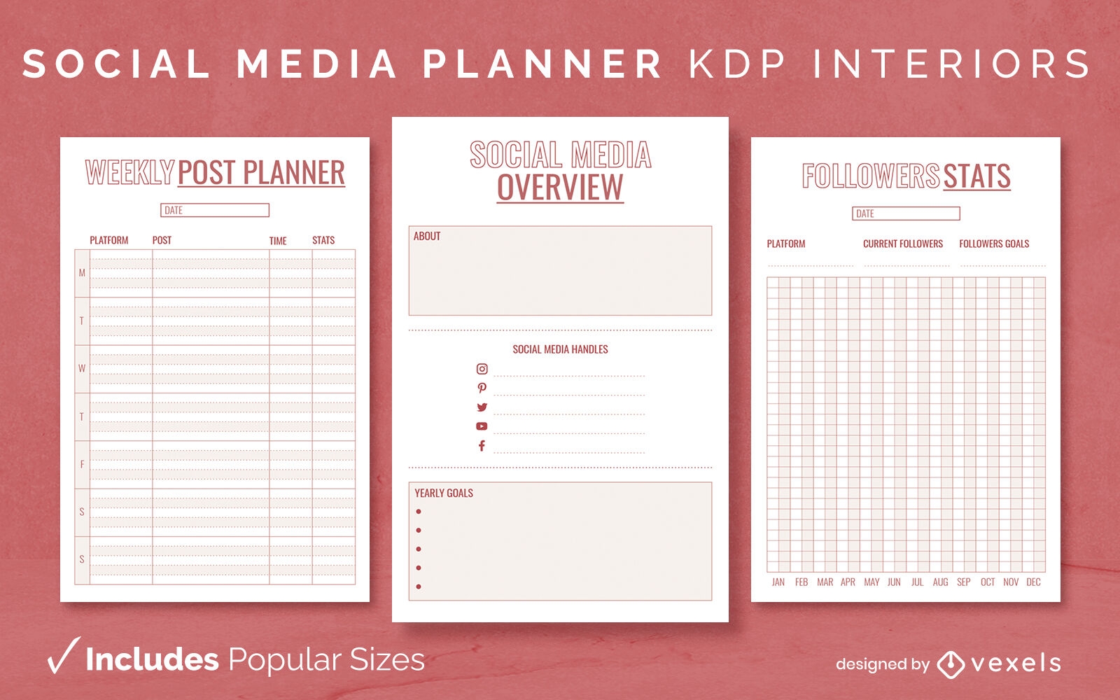 Social media journal template KDP interior design
