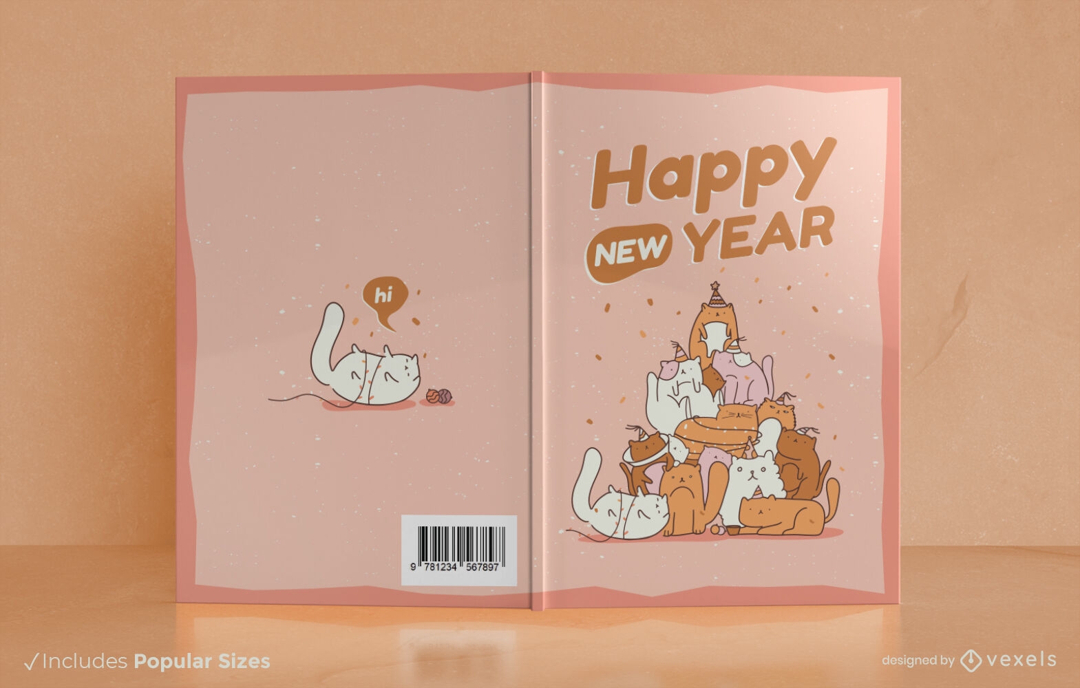 Cat pyramid new year celebration cover design
