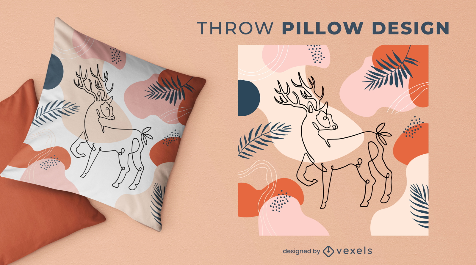 Ciervos en la naturaleza diseño de almohada de tiro abstracto