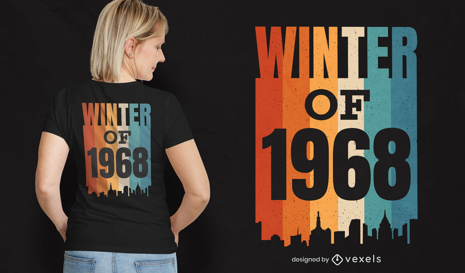 Winter city silhouette t-shirt design