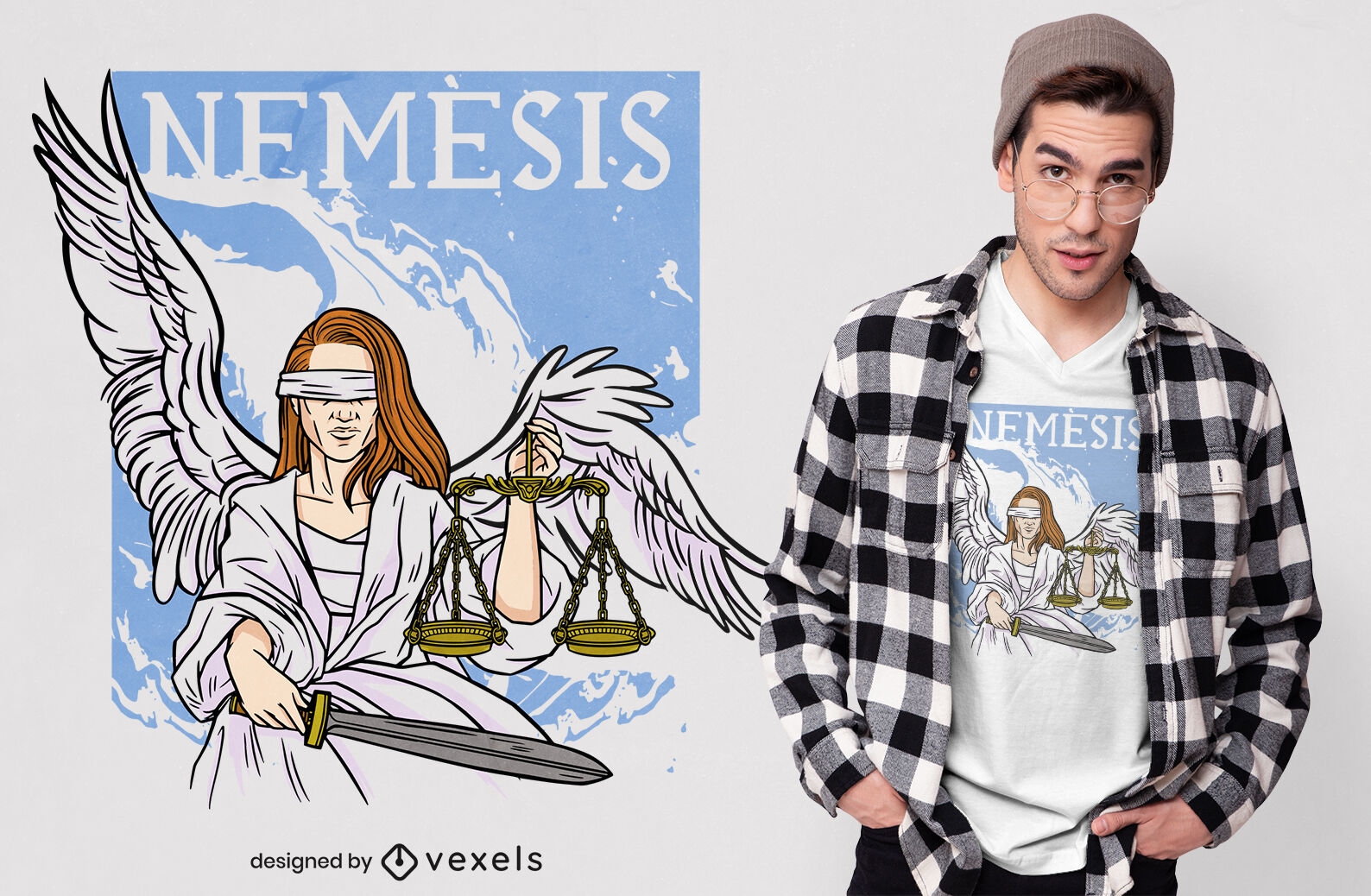 Goddess with wings and sword t-shirt design