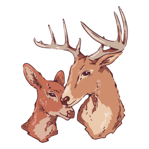 Deer and baby deer illustration PNG Design