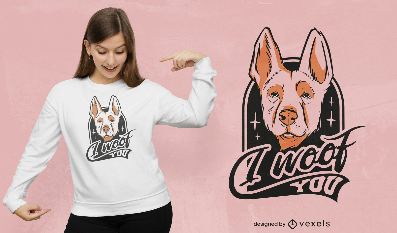 Perro con orejas grandes diseño de camiseta con cita linda