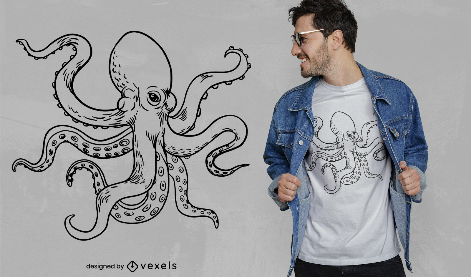 Diseño de camiseta animal pulpo.