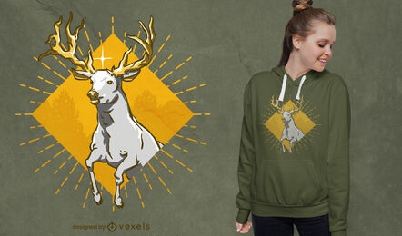 Design de t-shirt em formato de diamante animal cervo