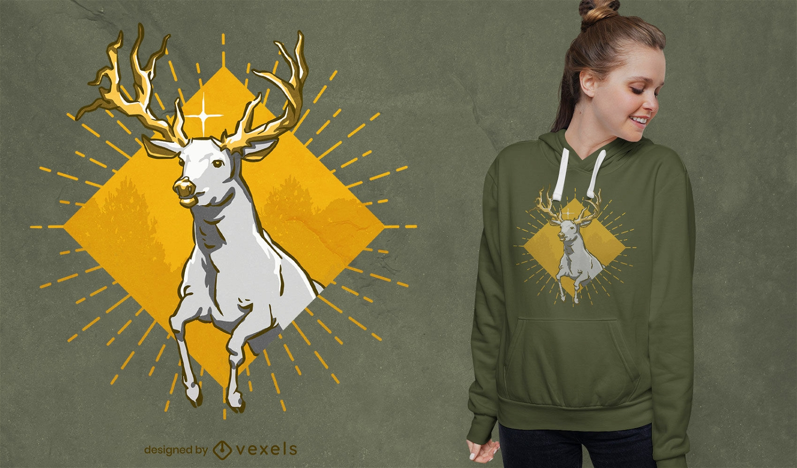 Design de t-shirt em formato de diamante animal cervo