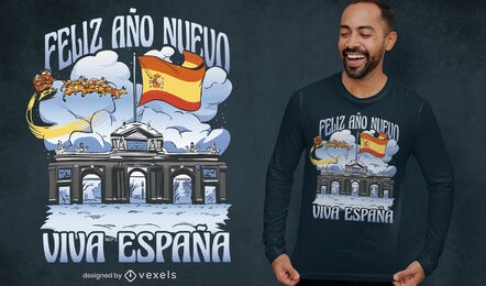 Design de t-shirt de ano novo na Espanha