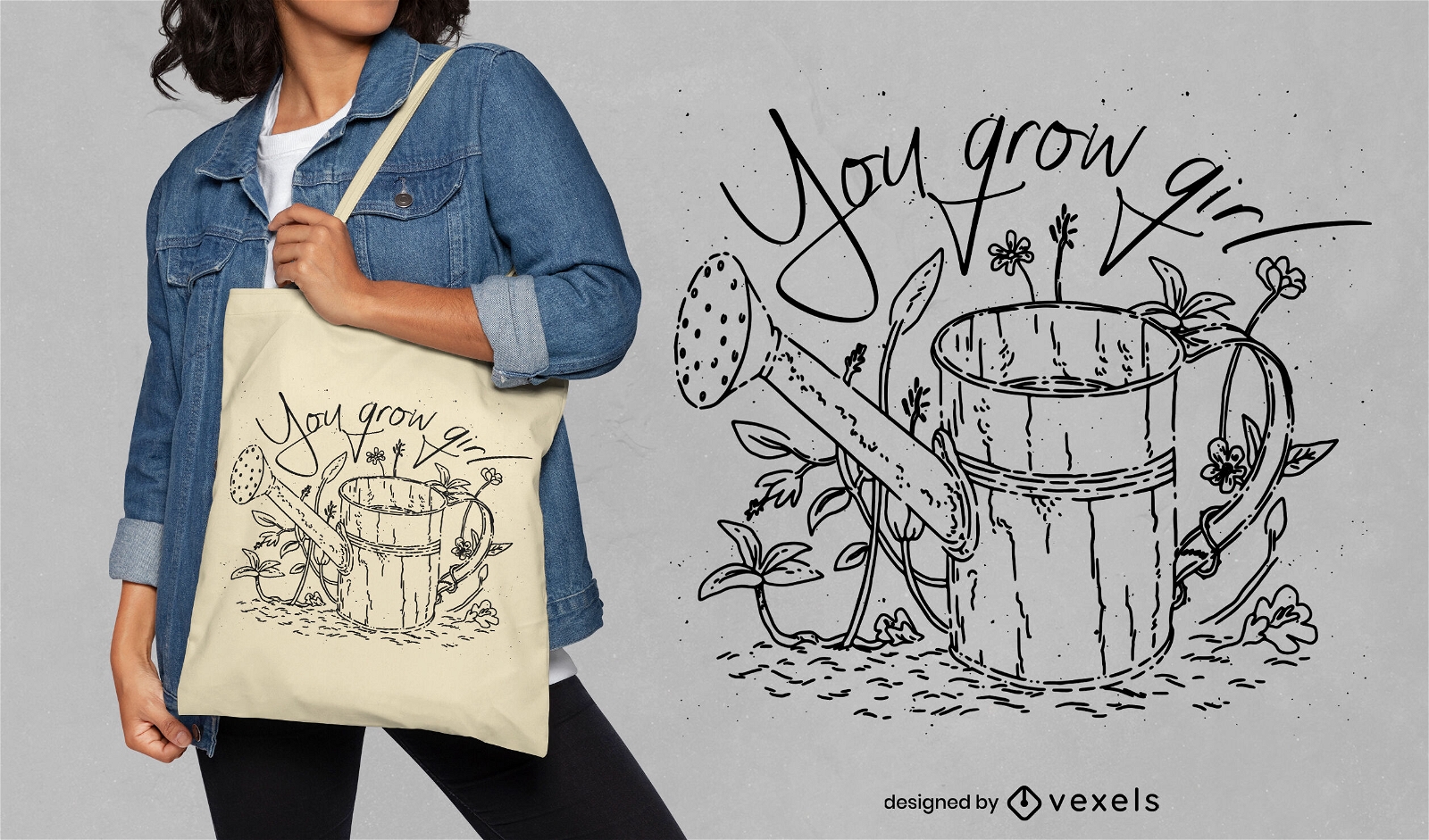 Design divertido de sacola com citações de jardinagem