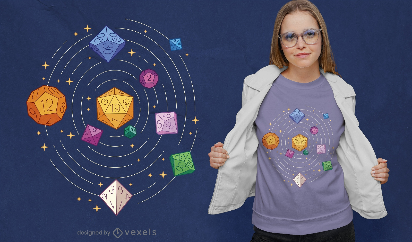 Role playing space dice t-shirt design